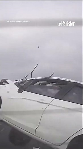 A car veers violently off the road on a Chinese highway