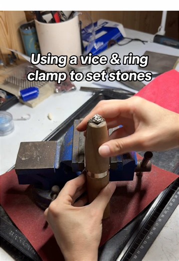 You can use a ring clamp for a variety of tasks, and there are many different ways to set stones. If you don’t have a ball vice or thermolock, this ring clamp & cheap vice is a great alternative to keep your ring secure and helps to prevent it from bending out of shape while setting stones. Follow along for more jewellery making tips & lost wax jewellery process videos!