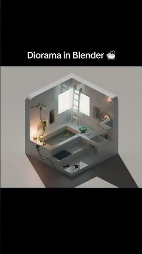 CG Artist Fukumaru unveiled a cozy Japanese-style animated bathroom diorama set up in Blender #3d #