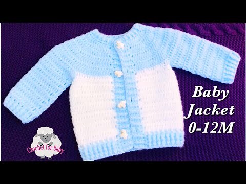 Super easy baby set - Crochet cardigan jacket - boy or girl 0-12M - Nile -Crochet for Baby #189