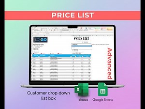 How to make Excel smart price list template, Google sheets template, instant download