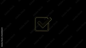 Check mark inside a rectangle animated. glowing neon line check mark icon animation. tick mark, done, complete . tick mark, done, complete .and success animated.