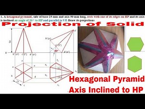 Projection of Solids Hexagonal pyramid | Axis Inclined to HP