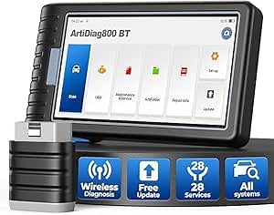 TOPDON OBD2 Scanner AD800BT, Free Lifetime Update Diagnostic Scan Tool with All Systems, FCA Autoauth, 28 Resets, TPMS/Injector Coding/EPB/BMS/AutoVIN/Throttle Reset