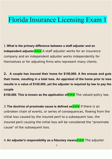 Florida Insurance Licensing Exam 1 Questions and Answers 2023 Verified Answers3552