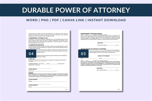 Durable Power of Attorney Template | Editable Legal Form (instant Download) - Etsy
