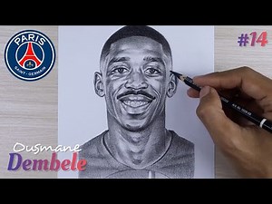 Realistic drawing Ousmane Dembele from PSG F.C.