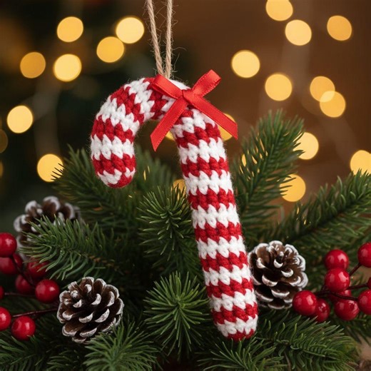 Candy Twist Cane Pattern | Striped Christmas Decor DIY | Red White Tree Ornament | Holiday Sweet Treat Art | Beginner Digital PDF Pattern - Etsy