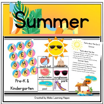 Summer Theme practice activities for preschool, pre-k & kindergarten