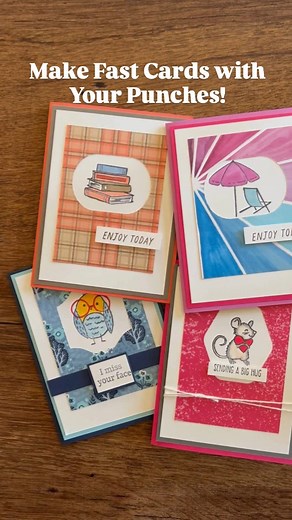1.3K views · 932 reactions | Punches are one of my favorite ways to make quick and easy cards. The beauty of using a punch is how versatile it can be - you can pair it with any stamp set and each punch creates a completely different look. | Stamping on the Back Porch | Facebook