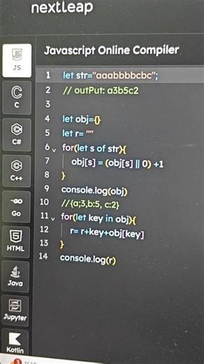 tcs interview question string compression in js