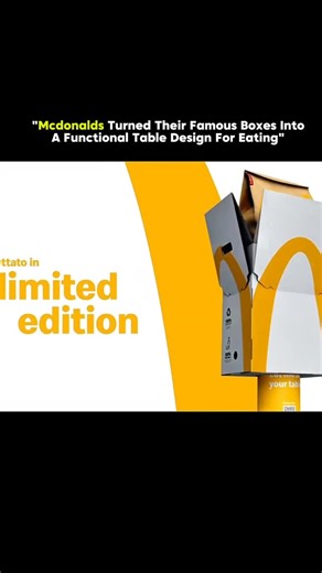 Time Unfolded on Instagram: "Mcdonalds changed the role of its food boxes by turning them into small tables. The box opens and locks into shape so food stays stable while eating. This design helps people eat without spills when space is limited. It also reduces the need for extra trays or furniture. The idea shows how packaging can serve more than one use. It improves convenience without adding new materials. This approach lowers waste and improves the dining experience. It also shows how smart