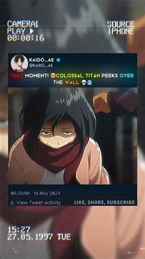 Eren First Time See Colossal Titan🤯#aot #attackontitan #attackontitanedit #eren