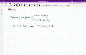 SOLVED:Give an equation of the plane with a normal vector 𝐧=⟨1,1,1⟩that passes through the point (1,0,0)