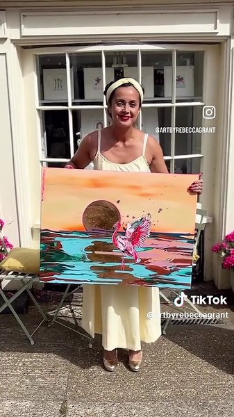 Sunset Splash: A Stunning Flamingo Painting