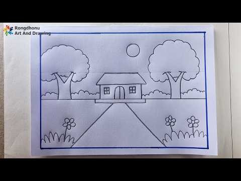 How to Draw Scenes Easily | Easy Village Scenery Drawing With Pencil #shorts