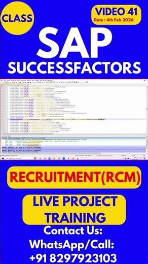 SAP SuccessFactors RCM Training Online Tutorial Class 41 4th Feb 2026 #sapsuccessfactorstraining