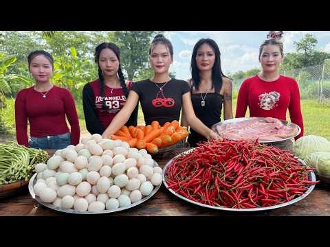 Amazing cooking delicious chili and egg recipe - yummy food countryside recipe