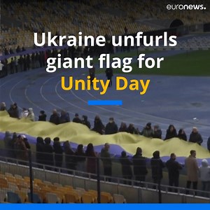 4.7K views · 211 reactions |  Ukrainians carry a 200-metre flag inside a Kyiv stadium to mark Unity Day - a celebration declared by President Volodymyr Zelenskyy in the face of a potential Russian invasion. | Euronews English | Facebook