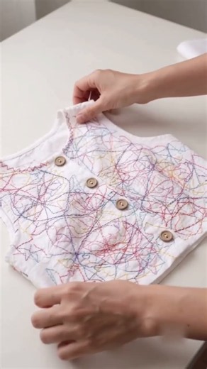 Turning Random Sewing Machine Stitches into a Colorful Crop Top! 🧵✨ @fashionishta #shorts #threads