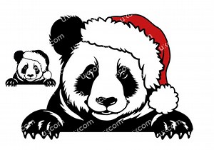 Panda Peeking Svg Funny Panda With Santa Hat Christmas Panda Tshirt Clipart Commercial Svg DXF PNG EPS Vector Cricut Cut File Vinyl Decal - Etsy