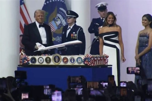 Donald Trump dances with sword after cutting cake