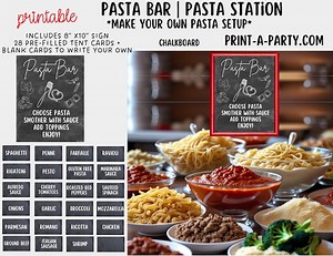 PASTA BAR Printable Sign and Topping Tent Cards - Party Event Buffet Decor - Etsy
