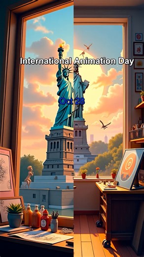 International Animation Day#StatueOfLiberty #AnimationDay #FreedomAndCreativity ✨#viralreelschallenge2025viralreelschallengejaiviralreelschallengeviralreelschallenge #aigenerated #dailyvlog #story | Stable diffusion | Facebook