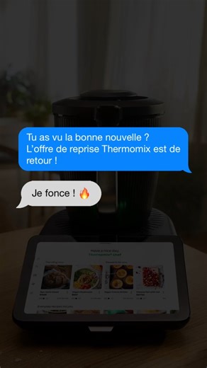🔥 Notre offre de reprise* sur vos anciens Thermomix® est de retour ! Comment ça marche ? 💚 Vous craquez pour le tout nouveau TM7 🔄 On reprend votre ancien appareil, du TM31 au TM6, quel que soit son état ✅ Vous profitez de jusqu'à 450€ de cashback ou réduisez vos mensualités si vous optez pour l'une de nos offres de financement 🗓️ Vous avez jusqu'au 22 février pour en profiter 📲 Contactez votre conseiller·ère dès maintenant ou rendez-vous en boutique pour en bénéficier 👉 Besoin qu'on vous 