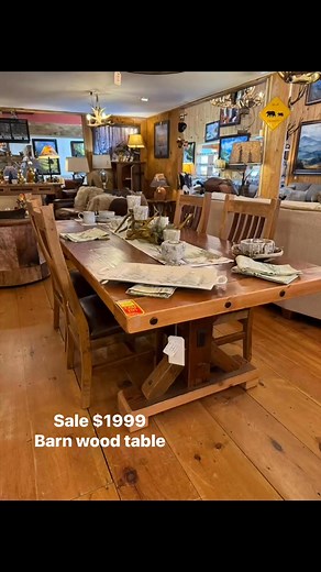 11 reactions | Green Gables barn wood dining table now $1999! Only one available! Stop by or call 336-246-5647 to inquire. #barnwood #barnwoodfurniture #CabinDecor | The Cabin Store - West Jefferson | Facebook