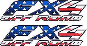FX4 Off Road Decals, Compatible with Ford F150 F250 F350 F Truck (1997-2010), Bed Side Replacement Stickers (American Flag, Metallic Finish)