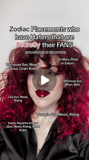 ASTRO ELEANOR | Hellenistic Astrologer on Instagram: "ZODIAC PLACEMENTS with Haters Who Secretly Admire Them: • 8th House Placements • Scorpio Sun, Moon, Rising • Leo Placements • Aquarius Placements • 12th House Placements • 11th House Malefics 🍷 8th House Placements can attract people who become obsessed with them or closely watch their every move. The eighth house governs extreme experiences, crises, and taboos. Individuals with placements in the 8th house embody this energy, which can intri