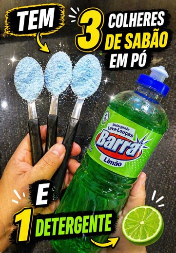 TEM 3 COLHERES DE SABÃO EM PÓ E 1 DETERGENTE? SABÃO LÍQUIDO CASEIRO . Você sabia que com apenas 3 colheres de sabão em pó e 1 detergente dá pra fazer uma mistura poderosa para limpeza pesada? 😱✨ Nesse vídeo eu te mostro um truque simples, econômico e MUITO eficiente que vai te ajudar a economizar nas tarefas de casa! 💡 Ideal para: ✔️ Limpeza de cozinha ✔️ Panelas engorduradas ✔️ Piso e azulejos ✔️ Uso no dia a dia 💰 Dica perfeita pra quem quer economizar e gastar menos no mercado! 👉 Assista 