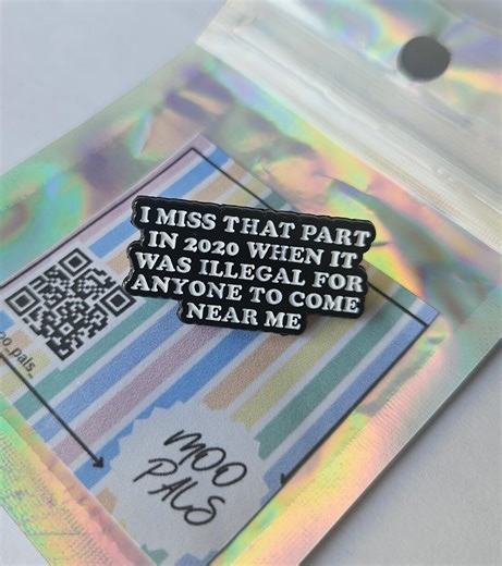 I Miss 2020 Enamel Pin Badge | Funny Introvert Quote Pin | Black & White Badge UK - Etsy