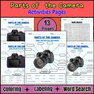 Parts of a Camera/Photography Vocabulary/Technology Worksheet