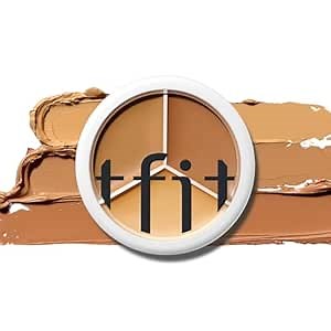 TFIT Multi-Use Pot Concealer - Triple Palette | High-Pigmented, Full Coverage & Crease-Proof | Korean Concealer for Dark Circles, Redness & Blemishes (04 Dark, 0.52 Oz)