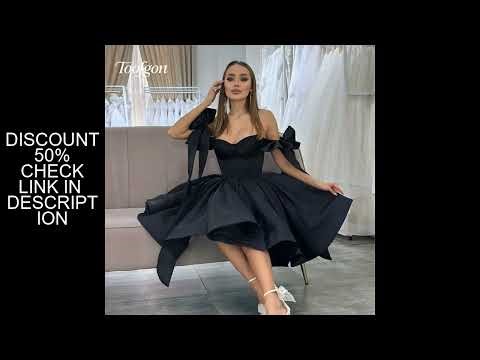 Toofgon Sweetheart Short Mini Prom Dresses Black Off Shoulder Backless Homecoming Gown Customized Fo