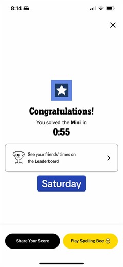 Saturday’s NYT mini crossword puzzle, 12/27/25 #nytmini #crossword