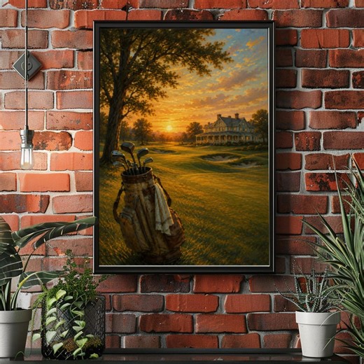 Vintage Golf Course Poster, Sunset Golf Wall Art, Country Club Landscape Print, Golf Lover Decor, Luxury Golf Artwork - Etsy