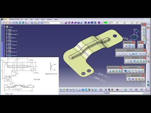 Design L Shape Bracket Using CATIA V5 Sketcher, Generative shape Design(Surfacing), Geometrical Set.