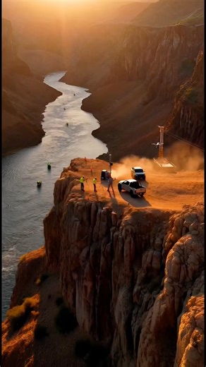 Building a Giant Suspension Bridge Over a Massive Canyon #shorts