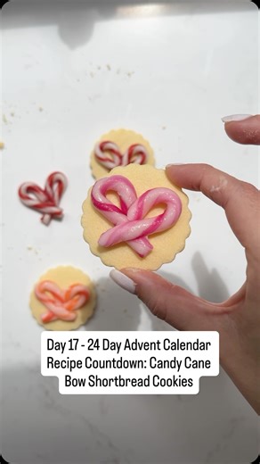 Baking Mixes & Kits | Kids & Adult Classes | Easy Recipes on Instagram: "Day 17 of our 24 Day Advent Calendar Recipe Countdown Viral Candy Cane Bows on Shortbread Cookies If you are a bow lover you will love these Viral Candy Cane Bows that are super simple to make but we are adding a bit of Bake it Magic to add these onto shortbread using our shortbread baking mix 😍 Now I will say this was my second attempt my first attempt was a fail the candy canes went hard & cracked but i switched to the W