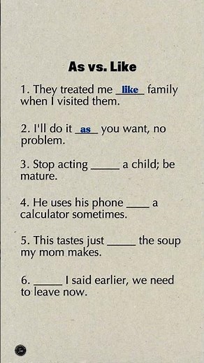 As vs. Like | Master the Difference Fast | Learn When to Use Each Word Correctly in Everyday English