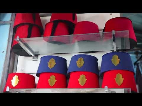 Fez or tarboosh red and blue hats traditional.