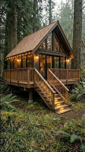 processing Building a House in the forest #woodworking #woodenhouse #shortvideo .