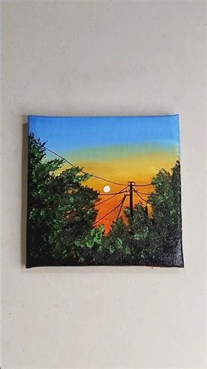 Orange sunset painting #art #painting #tutorial #shorts #canvaspainting #shortsviral