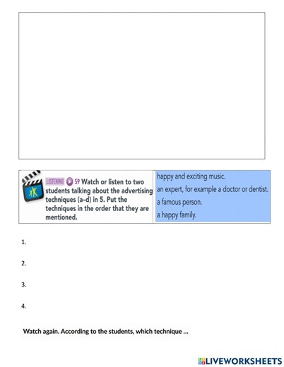 GW A1  u6 Life skills Video worksheet
