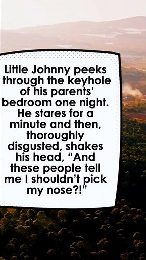 Little Johnny peeks through the keyhole of his parents
