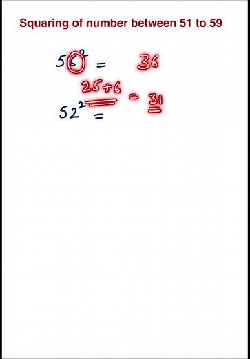 How to Square Numbers from 51 to 59 in Seconds | Super Easy Vedic Math Trick