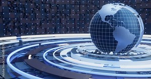 3D Global Digital World map. Futuristic cosmic planet globe. Sci Fi earth looped animation. Stock Video
